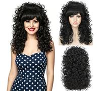 Women’s Golden Bangs Wig - 1960s, 70s, and 80s Retro Voluminous Beehive Synthetic Hairpiece, Perfect for a Dolly Parton-Style Look, Ideal for Halloween, Cosplay, Parties, and Stage Performances