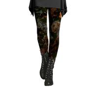 Women’s Gothic Floral Print Leggings, High Waist Stretchy Slim Fit Tights, Comfortable Elastic Halloween Style Bottoms, Soft Vintage Patterned Leggings for Casual Wear, Stylish Dark Aesthetic Pants