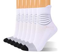 Women’s Graduated Compression Socks, Running Ankle Support Socks, Coolmax Running Compression Absorbent Sports Socks with Cushion for Plantar Fasciitis, M