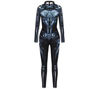Women’s Halloween Costume Jumpsuit Funny 3D Print Digital Bodycon Romper Long Sleeve One Piece Jumpsuit Outfit for Cosplay Party 2024 X-Large