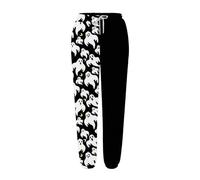 Women’s Halloween Ghost Print Joggers, Cute Pumpkin Cartoon Pattern Sweatpants with Soft Drawstring Waist, Relaxed Fit Printed Jogging Bottoms, Ideal for Art Studio Wear White