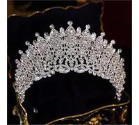 Women’S Handmade Cubic Zirconia Big Crown A Luxury Crystal Rhinestone Pageant Diadem Headband For Premier Wedding Hair Accessories