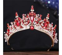 Women’S Handmade Pink Crystal Bead Bridal Tiara Crown Rhinestone Pageant Diadem Water Drop Hair Accessories