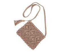 Women’s Handwoven Crossbody Purse Summer Beach Clutch Purses Woven Handmade Shoulder Womens Shoulder Bags (Grey, One Size)
