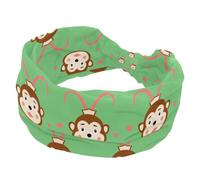 Women’s Headbands, Monkey Pattern Green Elastic Wide Headband, Non-Slip Hairband, Moisture-Wicking Workout Head Band for Yoga, Sport, Gym, Running, Fitness