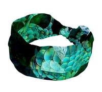 Women’s Headbands, Skull Fish Scales Shell Pattern Elastic Wide Headband, Non-Slip Hairband, Moisture-Wicking Workout Head Band for Yoga, Gym, Running, Fitness, Sport