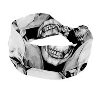 Women’s Headbands Skulls Funny Skeleton Black Elastic Wide Headband Non-Slip Hairband Moisture-Wicking Workout Head Band for Yoga, Gym, Running, Fitness, Sport