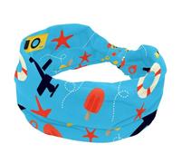Women’s Headbands Travel Popsicles Plane Starfish Camera Blue Elastic Wide Turban Headband Soft Head Bands Non Slip Hairband for Yoga Workout Sport Running