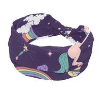 Women’s Headbands Unicorn Rainbow Magic Elastic Wide Headband Non-Slip Hairband Moisture-Wicking Workout Head Band for Yoga, Gym, Running, Fitness, Sport