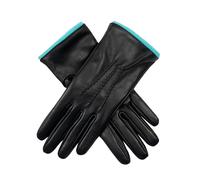 Women’s Heritage Touchscreen Handsewn Three-Point Cashmere-Lined Leather Gloves - NAVY (AQUA) / M