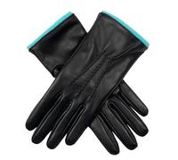 Women’s Heritage Touchscreen Handsewn Three-Point Cashmere-Lined Leather Gloves - NAVY (AQUA) / S