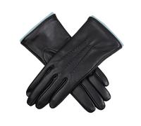 Women’s Heritage Touchscreen Handsewn Three-Point Wool-Lined Leather Gloves - BLACK (TURQUOISE) / S