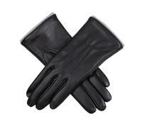 Women’s Heritage Touchscreen Three-Point Cashmere-Lined Leather Gloves - BLACK (GREY) / M