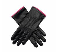 Women’s Heritage Touchscreen Three-Point Cashmere-Lined Leather Gloves - NAVY (ROSE) / S