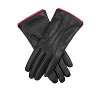 Women’s Heritage Touchscreen Three-Point Wool-Lined Leather Gloves - BLACK (RASPBERRY) / S