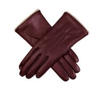 Women’s Heritage Touchscreen Three-Point Wool-Lined Leather Gloves - CLARET (BEIGE) / M