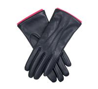 Women’s Heritage Touchscreen Three-Point Wool-Lined Leather Gloves - NAVY (ROSE) / S