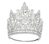 Women’S High Royal Queen Wedding Crown A Luxury Big Round Crystal Tiara For Theatrical Productions And Formal Celebrations