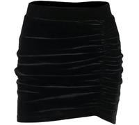 Women’s High Waist Solid Color Elastic Slim Fit Skirt-Casual Elegant Ruched Velvet Bodycon Wrap Mini Short Pencil Skirt for Office (Black,S)
