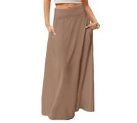 Women’s High-Waisted Midi Skirt - Pleated A-Line Design with Practical Pockets, Lightweight & Non-See-Through for Summer