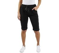 Women’s Italian Stretch Shorts - Plain Magic Comfy Lagenlook Hot Pants - Elastic Waist Soft Stretch Summer Casual Shorts for Ladies (UK, Numeric, 16, 22, Plus, Regular, Black)