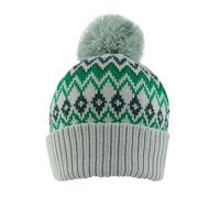 Women’s Jacquard Fair Isle Knitted Bobble Hat with Yarn Pom Pom - Emerald / ONE
