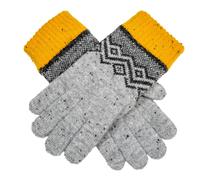 Women’s Jacquard Knitted Gloves with Geometric Pattern - DOVE GREY / ONE