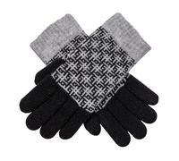 Women’s Jacquard Knitted Gloves with Hash Symbol Pattern - Black/Dove Grey / ONE