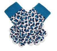 Women’s Jacquard Knitted Gloves with Leopard Print Pattern - NAVY / ONE