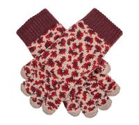 Women’s Jacquard Knitted Gloves with Leopard Print Pattern - PLUM / ONE