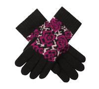 Women’s Jacquard Knitted Gloves with Rose Pattern - Black / ONE