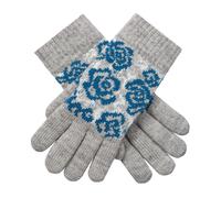 Women’s Jacquard Knitted Gloves with Rose Pattern - Dove Grey / ONE
