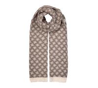 Women’s Jacquard Knitted Scarf with Reversible Hash Symbol Pattern - Camel/Winter White / ONE