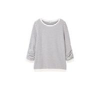 TOM TAILOR Denim Women's Sweatshirt with Ruffle Sleeves and Striped Pattern, 26032 - Blue White Structured Stripe, XS