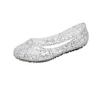 Women’s Jelly Shoes Classic Clear Flat Jelly Shoes Slip On Hollow Out Loafers Comfortable Low Heel Ballet crystal Flats CLEARANCE 4.5 1_Grey
