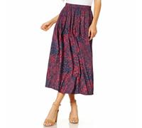 Women’s Jersey Skirt A-Line Stretchy Midi Maxi Long Floral Bella Party Skirts Elasticated Waist (Blue Red, Medium-Large)