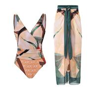 Fmxypet Women’s Jumpsuit Swimsuit with Beach Cover Wrap Skirt Tummy Control Swim dress Bikin Swimsuit with Cover Up for women