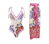 Fmxypet Women’s Jumpsuit Swimsuit with Beach Cover Wrap Skirt Tummy Control Swim dress Bikin Swimsuit with Cover Up for women
