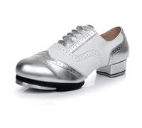 Women’s Junior Dance Shoes,Beginner Tap Dance Shoe,Lace Up Leather Dance Tap Shoes,Low Heel Dance Shoes,Ballroom Step Shoes for Childrens and Adult