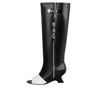 Women’S Knee High Boots | Peep Toe Sculpted Heel Slip On Structure | Dinner Party Social