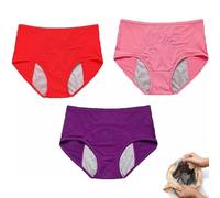 Women 's Knickers - Women 3Pc Solid Mesh Breathable And Comfortable High Waist Peripheral Leak Proof Menstrual Pants