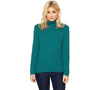 Women’s Knitted Polo Neck Ribbed Jumper Long Sleeve High Roll Neck Winter Sweater Ladies Warm Stretch Cardigan Top Teal 16-18