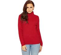 STAR FASHION Womens Knitted Polo Neck Ribbed Jumper Long Sleeve Cardigan Ladies High Roll Neck Sweatshirts Warm Winter Tops Red 16-18