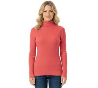 Women’s Knitted Polo Neck Ribbed Jumper Long Sleeve High Roll Neck Winter Sweater Ladies Warm Stretch Cardigan Top Coral 16-18