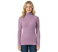 Women’s Knitted Polo Neck Ribbed Jumper Long Sleeve High Roll Neck Winter Sweater Ladies Warm Stretch Cardigan Top Lilac 8-10