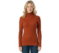 Women’s Knitted Polo Neck Ribbed Jumper Long Sleeve High Roll Neck Winter Sweater Ladies Warm Stretch Cardigan Top Rust 8-10