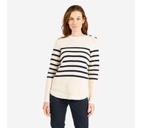 Women’s Knitted Sailor Sweater - 100 Ecru Navy Striped