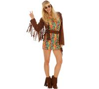 Women’s Lady Freedom Costume Halloween Fancy Dress Outfit Ladies 60s 70s hippie