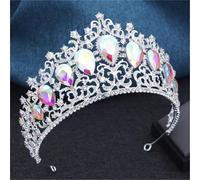 Women’S Large Crystal Bridal Tiara In Multiple Colors An Elegant AB Hair Crown For Wedding Pageant And Romantic