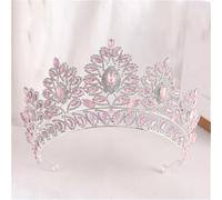 Women’S Large Pink Opal Princess Crown A Crystal Rhinestone Diadem Headdress For Bridal Wedding Or Costume Jewelry